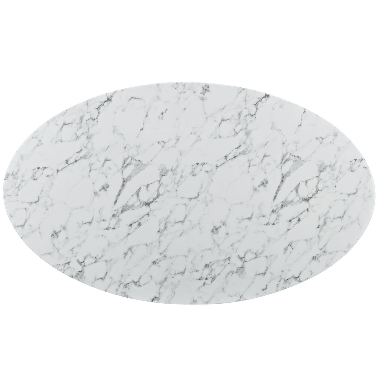 Lippa 78" Artificial Marble Dining Table, White Steel