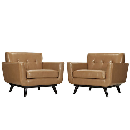 Engage Leather Sofa Set, Brown Leather