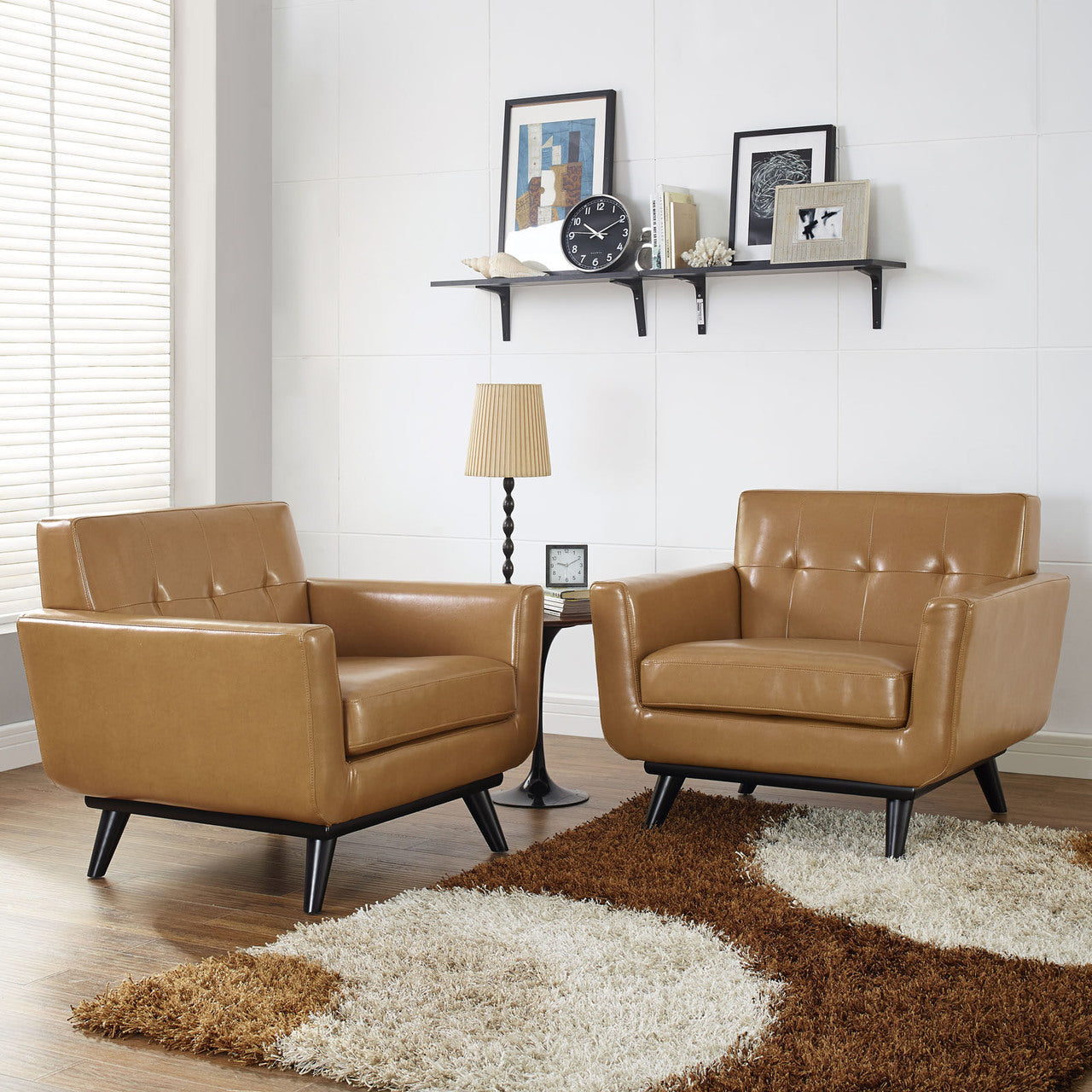 Engage Leather Sofa Set, Brown Leather