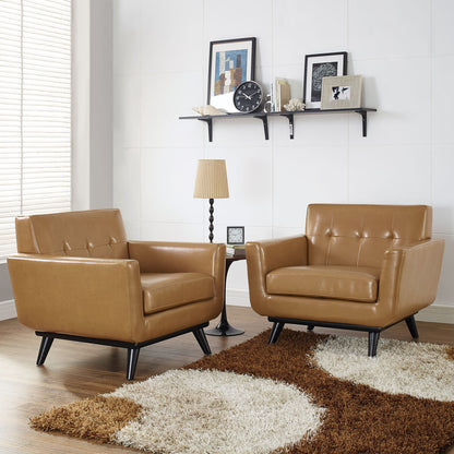 Engage Leather Sofa Set, Brown Leather