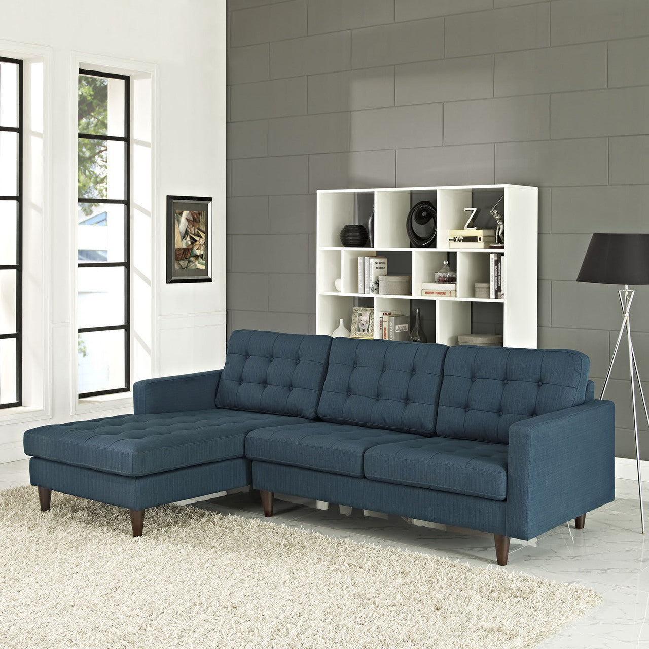 Empress Left-Arm Sectional Sofa, Navy Fabric