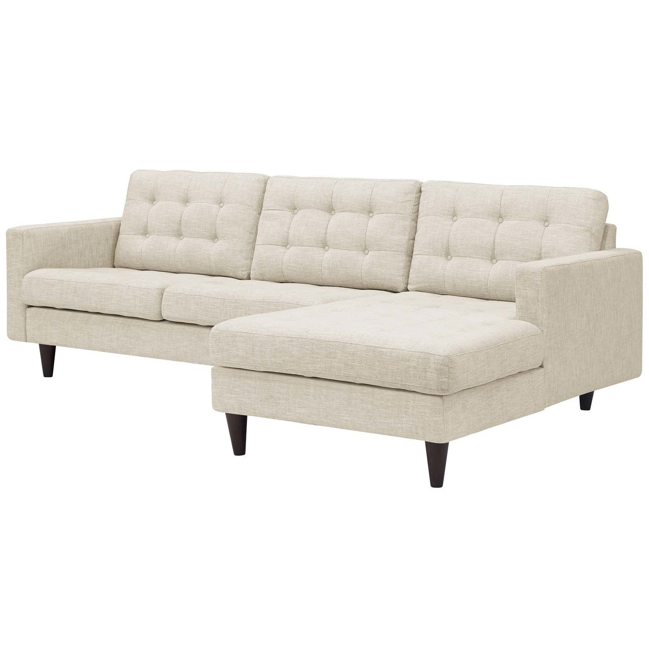 Empress Left-Facing Upholstered Fabric Sectional Sofa, Fabric, Beige 13290