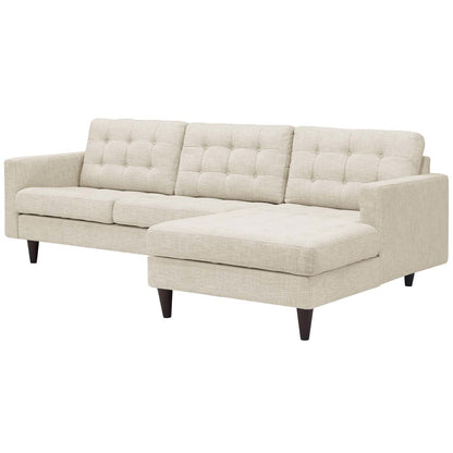 Empress Left-Facing Upholstered Fabric Sectional Sofa, Fabric, Beige 13290