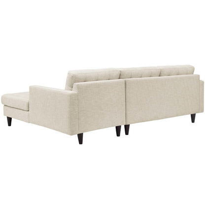 Empress Left-Facing Upholstered Fabric Sectional Sofa, Fabric, Beige 13290