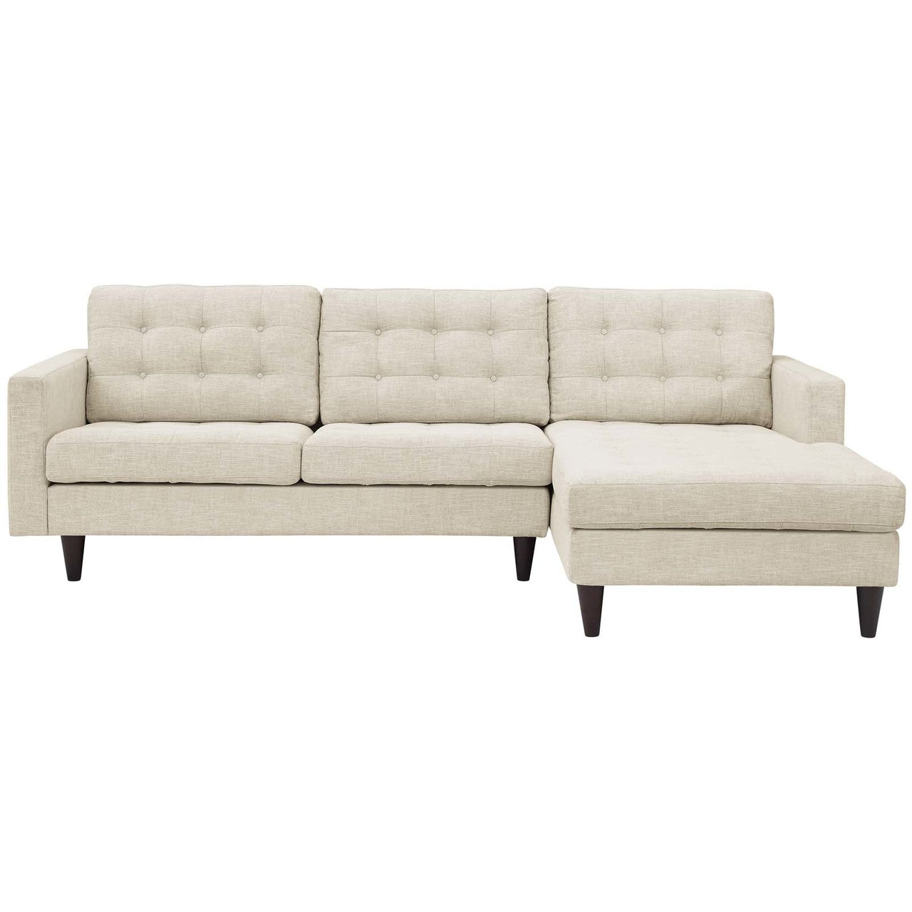 Empress Left-Facing Upholstered Fabric Sectional Sofa, Fabric, Beige 13290
