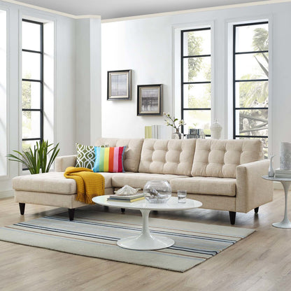 Empress Left-Facing Upholstered Fabric Sectional Sofa, Fabric, Beige 13290