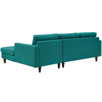 Empress Left-Facing Upholstered Fabric Sectional Sofa, Fabric, Aqua Blue 13291
