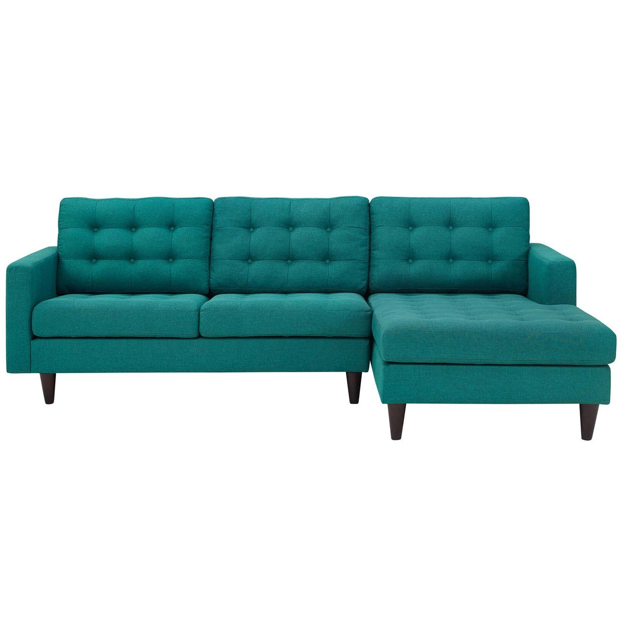 Empress Left-Facing Upholstered Fabric Sectional Sofa, Fabric, Aqua Blue 13291
