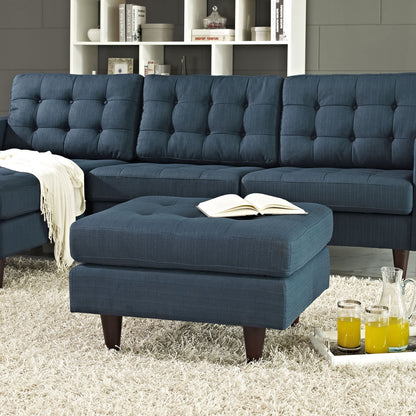 Empress Upholstered Ottoman, Navy Fabric