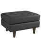 Empress Leather Ottoman, Black Leather
