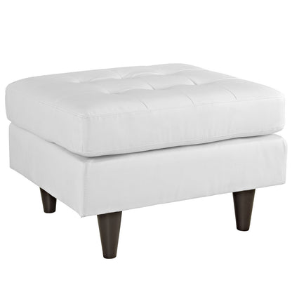 Empress Leather Ottoman, White Leather
