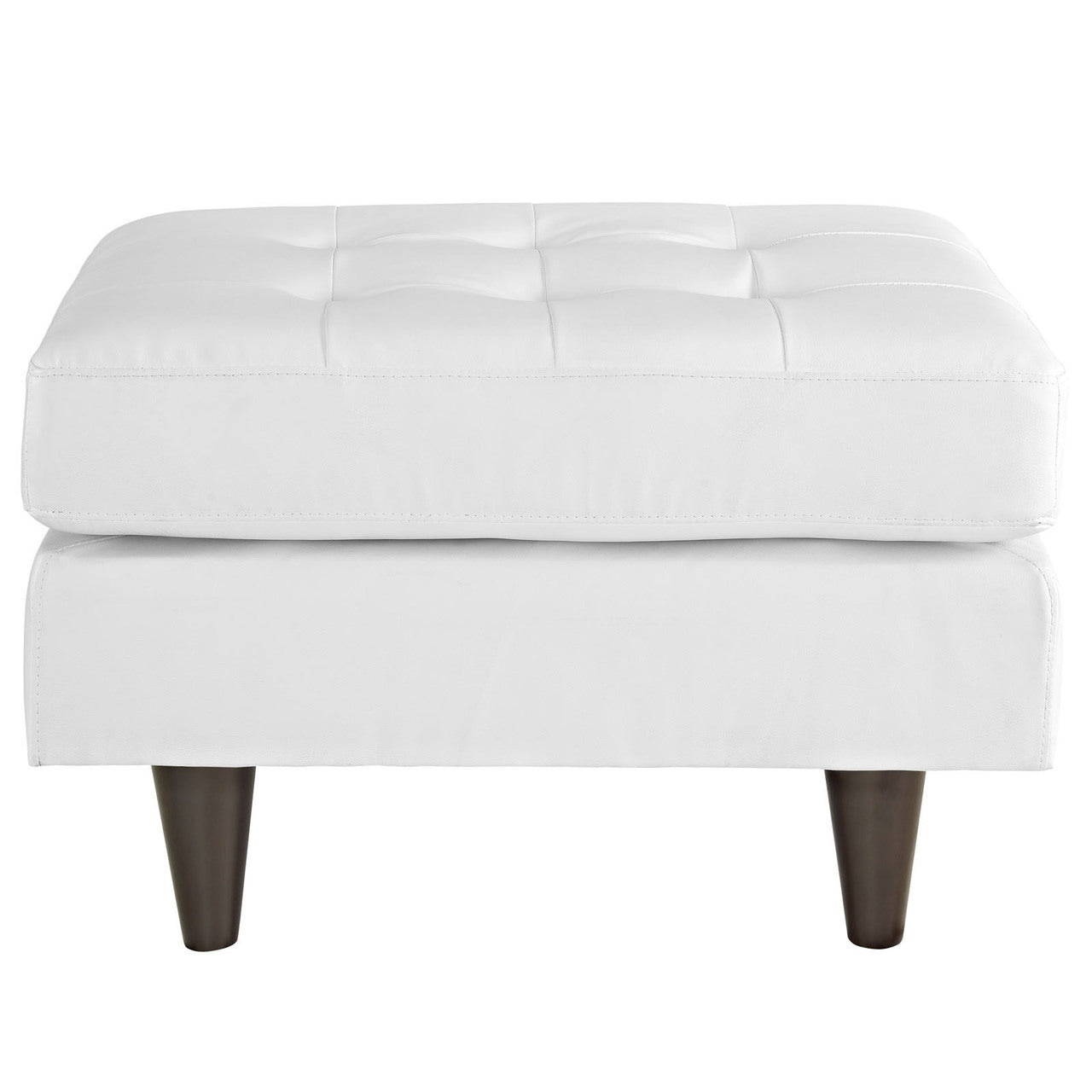 Empress Leather Ottoman, White Leather