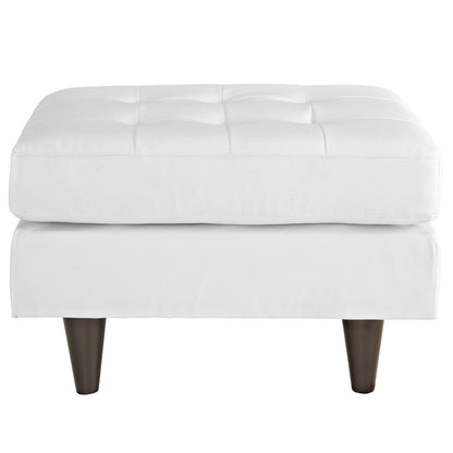 Empress Leather Ottoman, White Leather