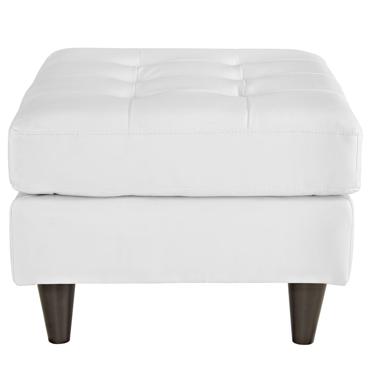 Empress Leather Ottoman, White Leather