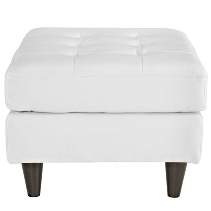 Empress Leather Ottoman, White Leather