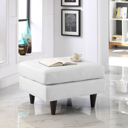 Empress Leather Ottoman, White Leather