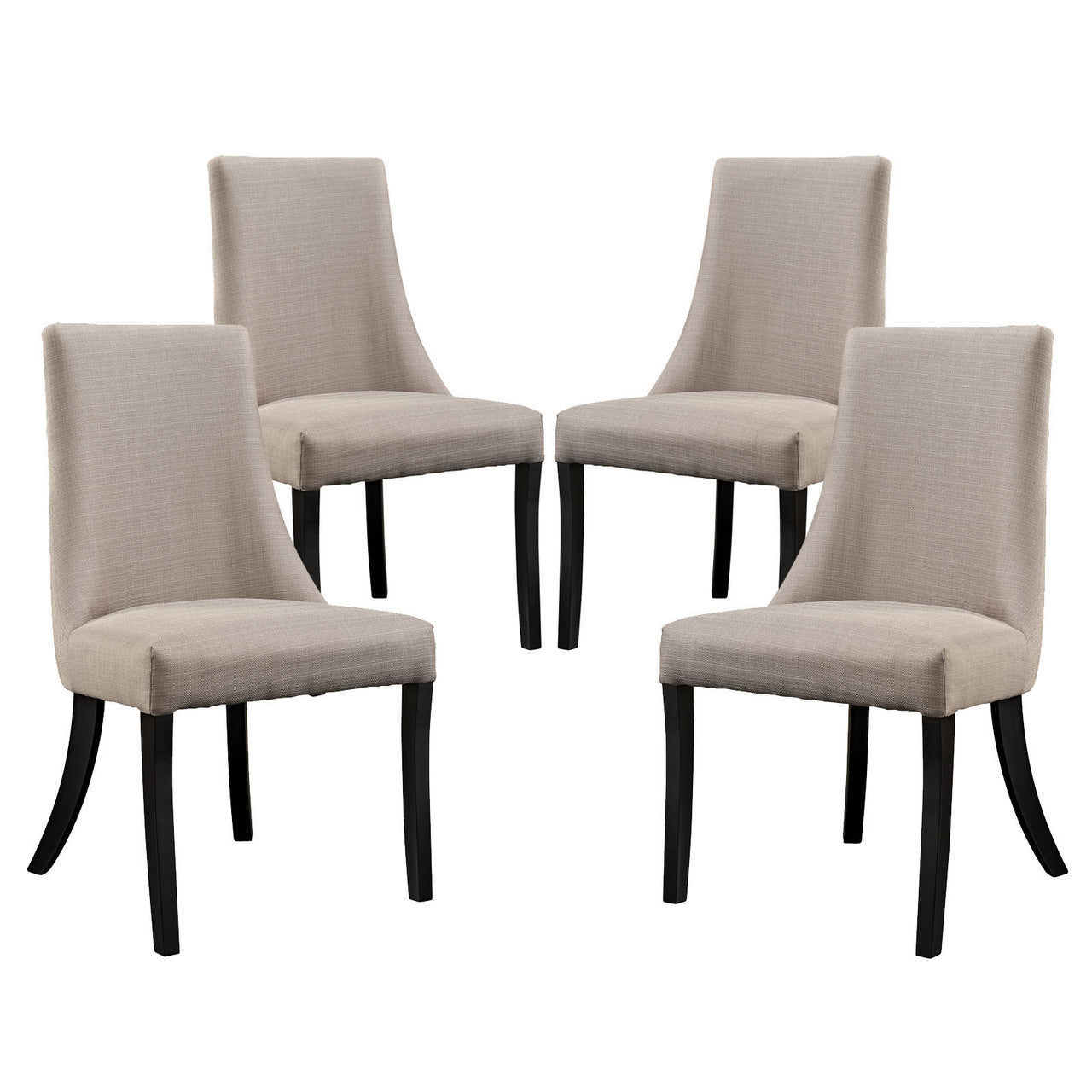 Reverie Dining Side Chair Set of 4, Beige Fabric