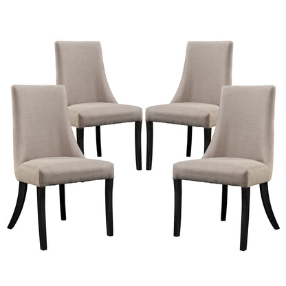 Reverie Dining Side Chair Set of 4, Beige Fabric