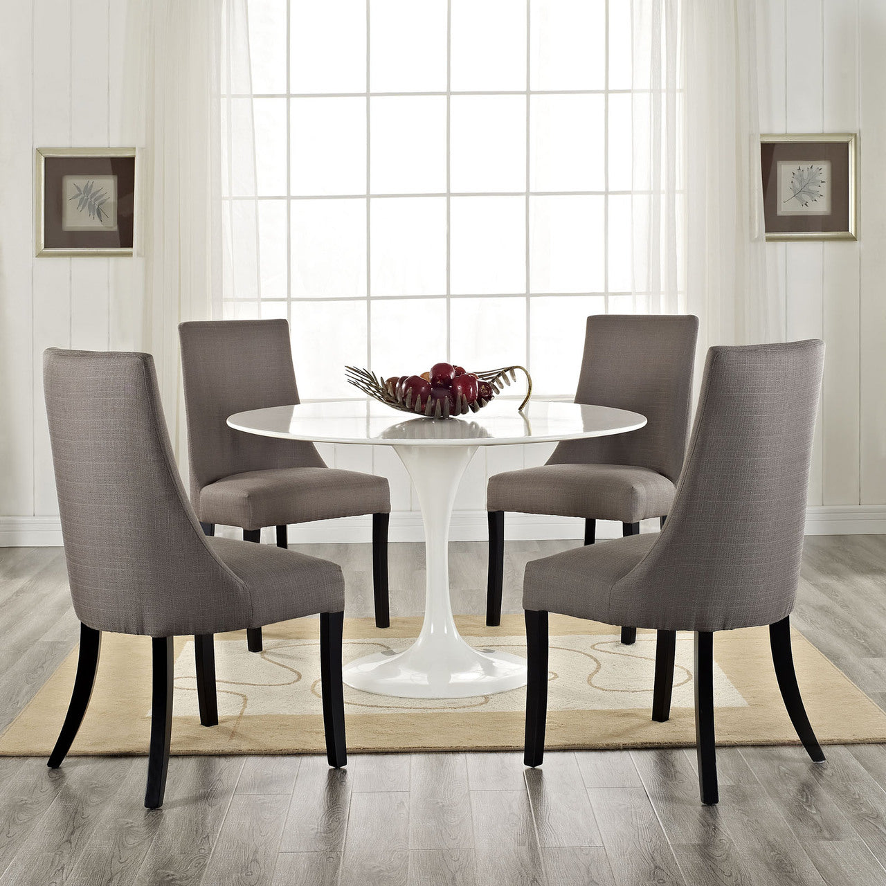 Reverie Dining Side Chair (Set of Four), Grey, Fabric