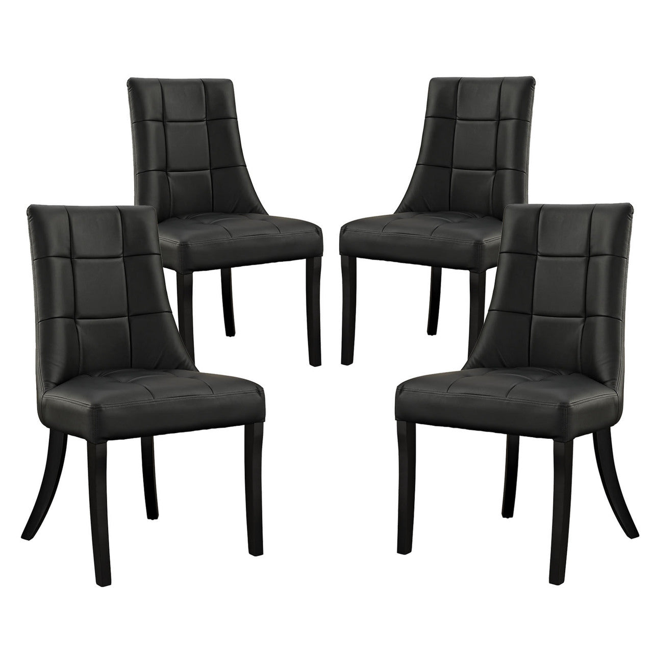 Noblesse Vinyl Dining Chair Set of 4, Black Fabric
