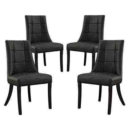Noblesse Vinyl Dining Chair Set of 4, Black Fabric