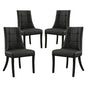 Noblesse Vinyl Dining Chair Set of 4, Black Fabric