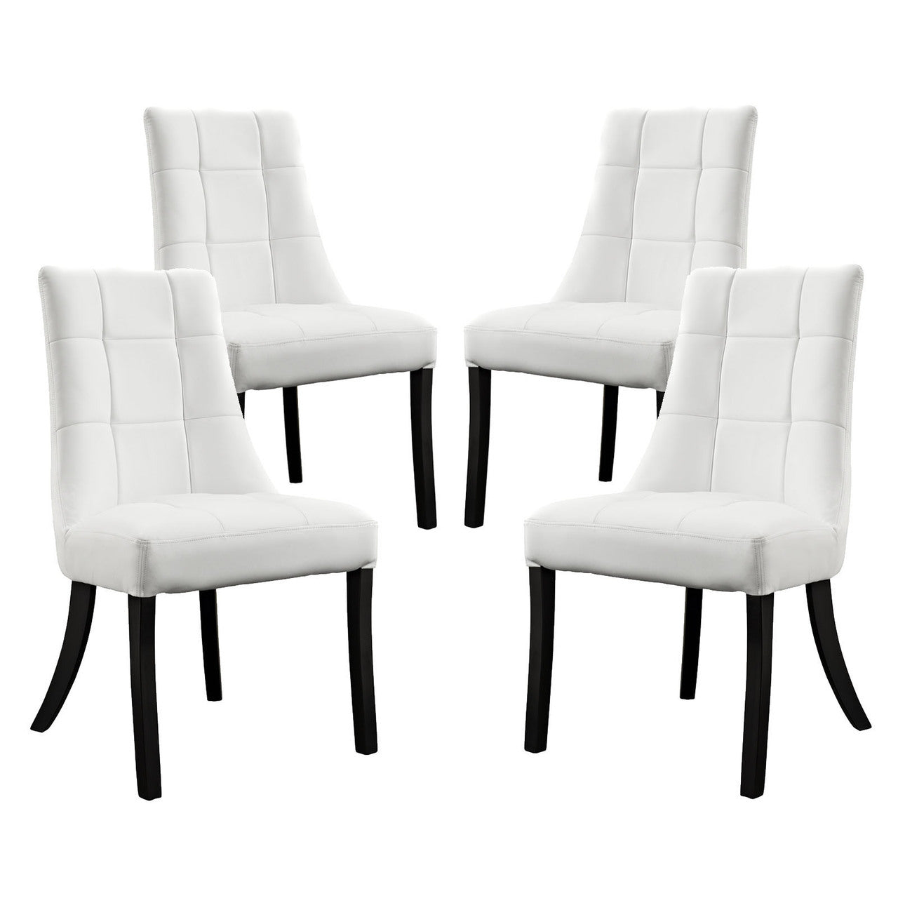 Noblesse Vinyl Dining Chair Set of 4, White Fabric