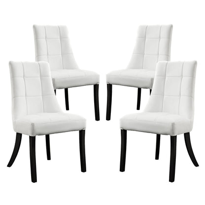 Noblesse Vinyl Dining Chair Set of 4, White Fabric
