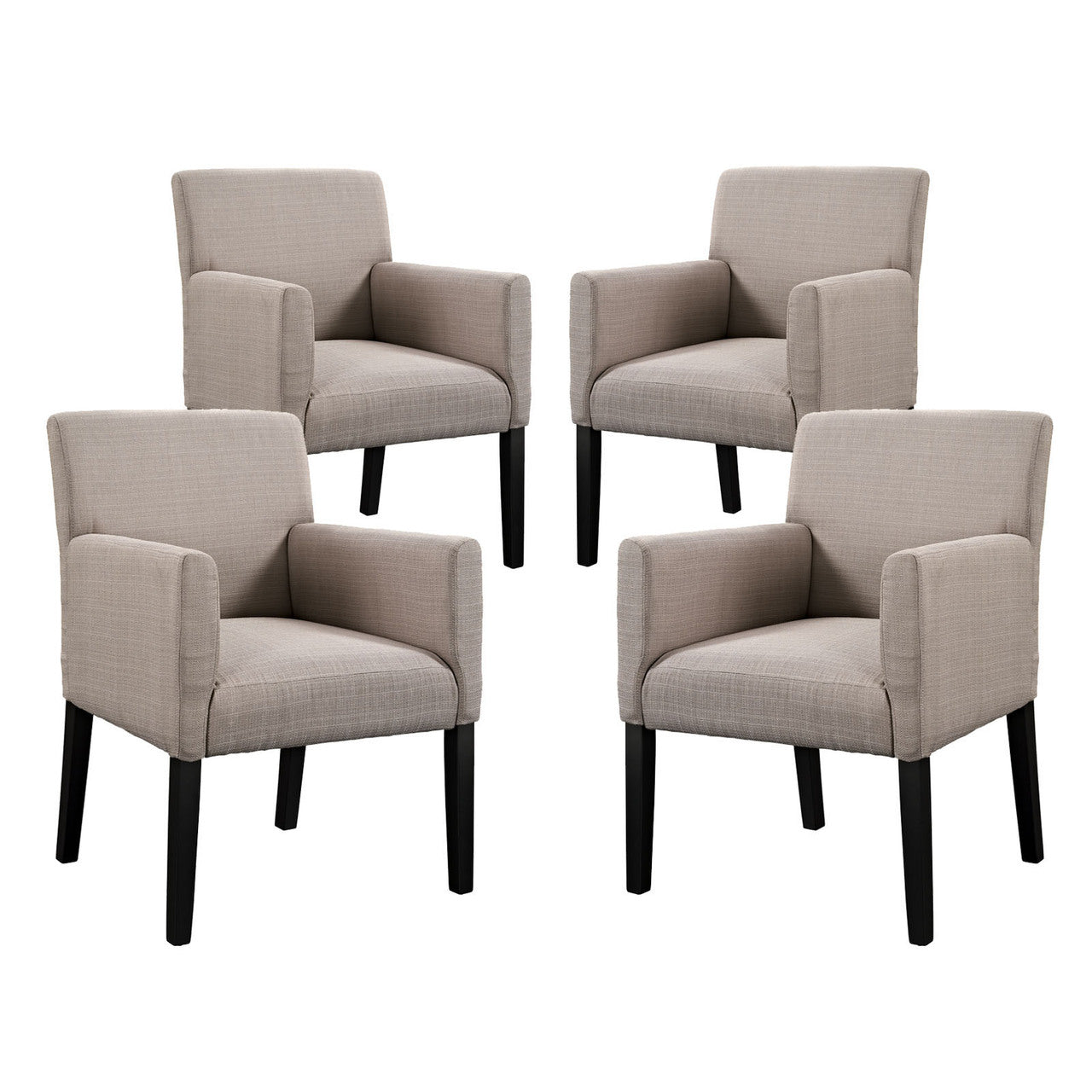 Chloe Armchair Set of 4, Beige Fabric