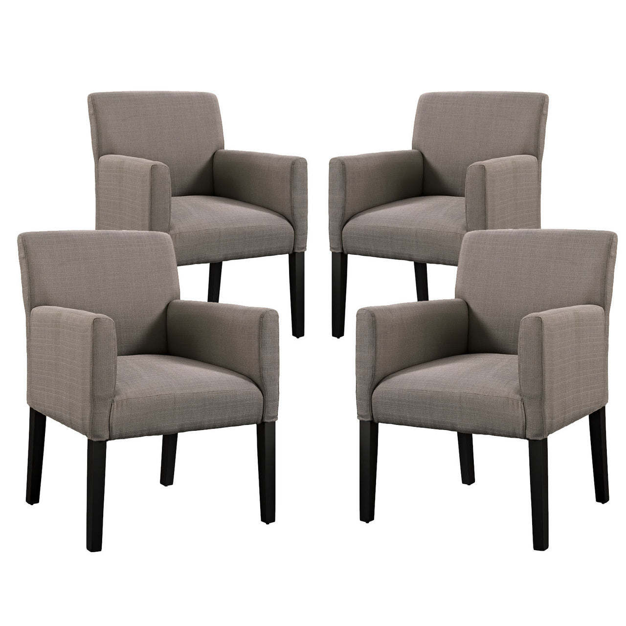Chloe Armchair Set of 4, Grey Fabric