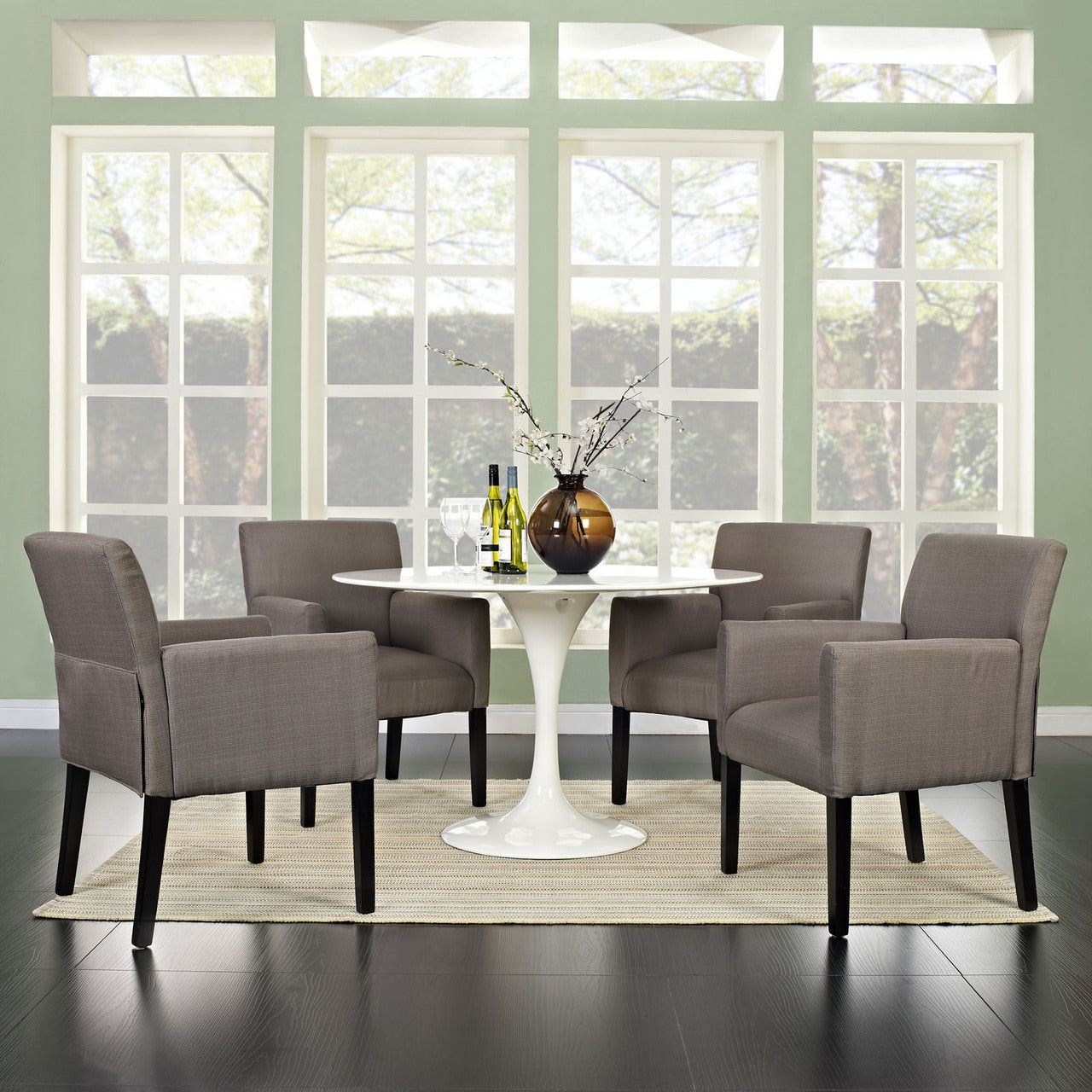 Chloe Armchair Set of 4, Grey Fabric