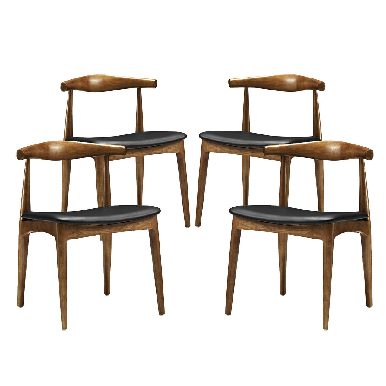 Tracy Dining Set of 4, Black Faux Leather