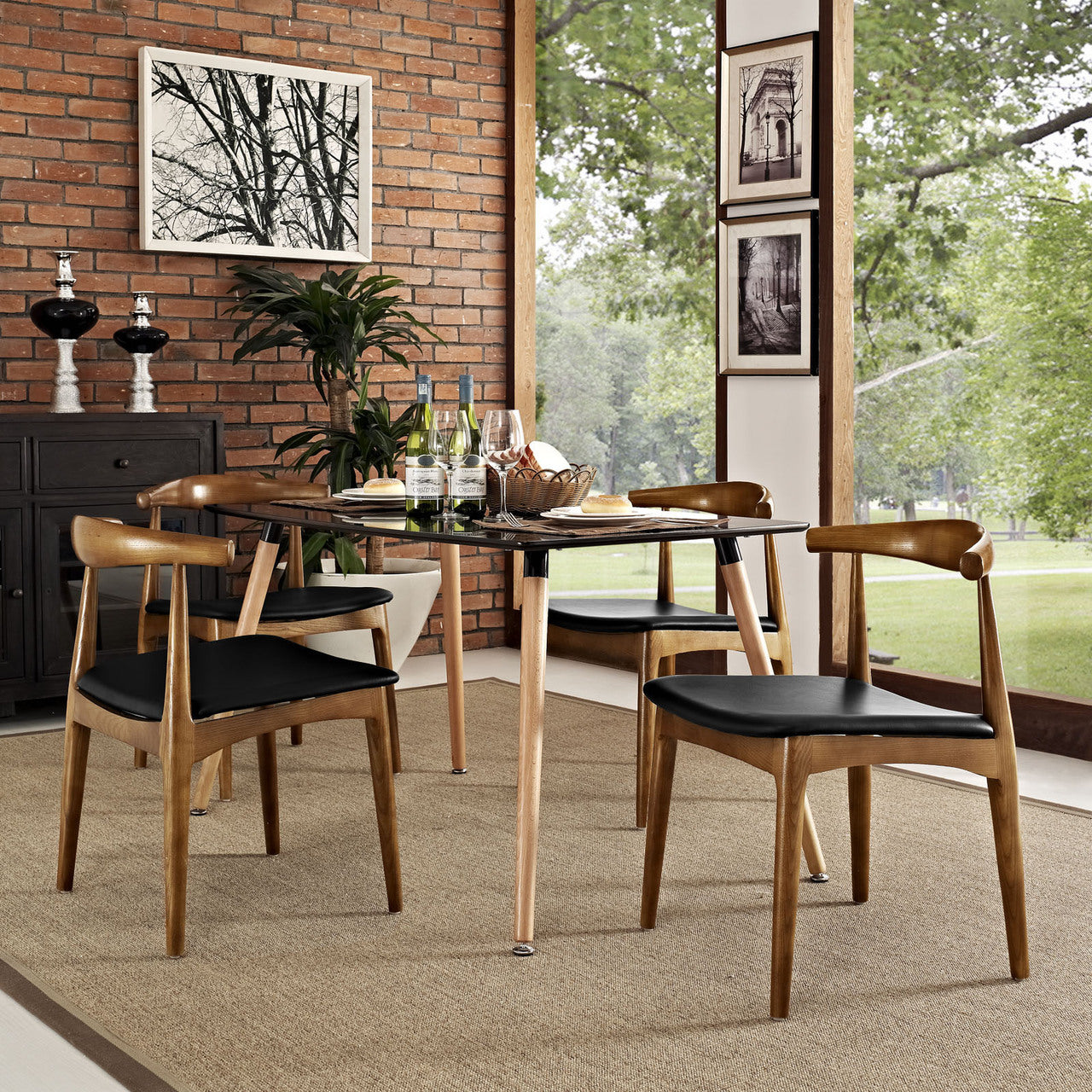 Tracy Dining Set of 4, Black Faux Leather