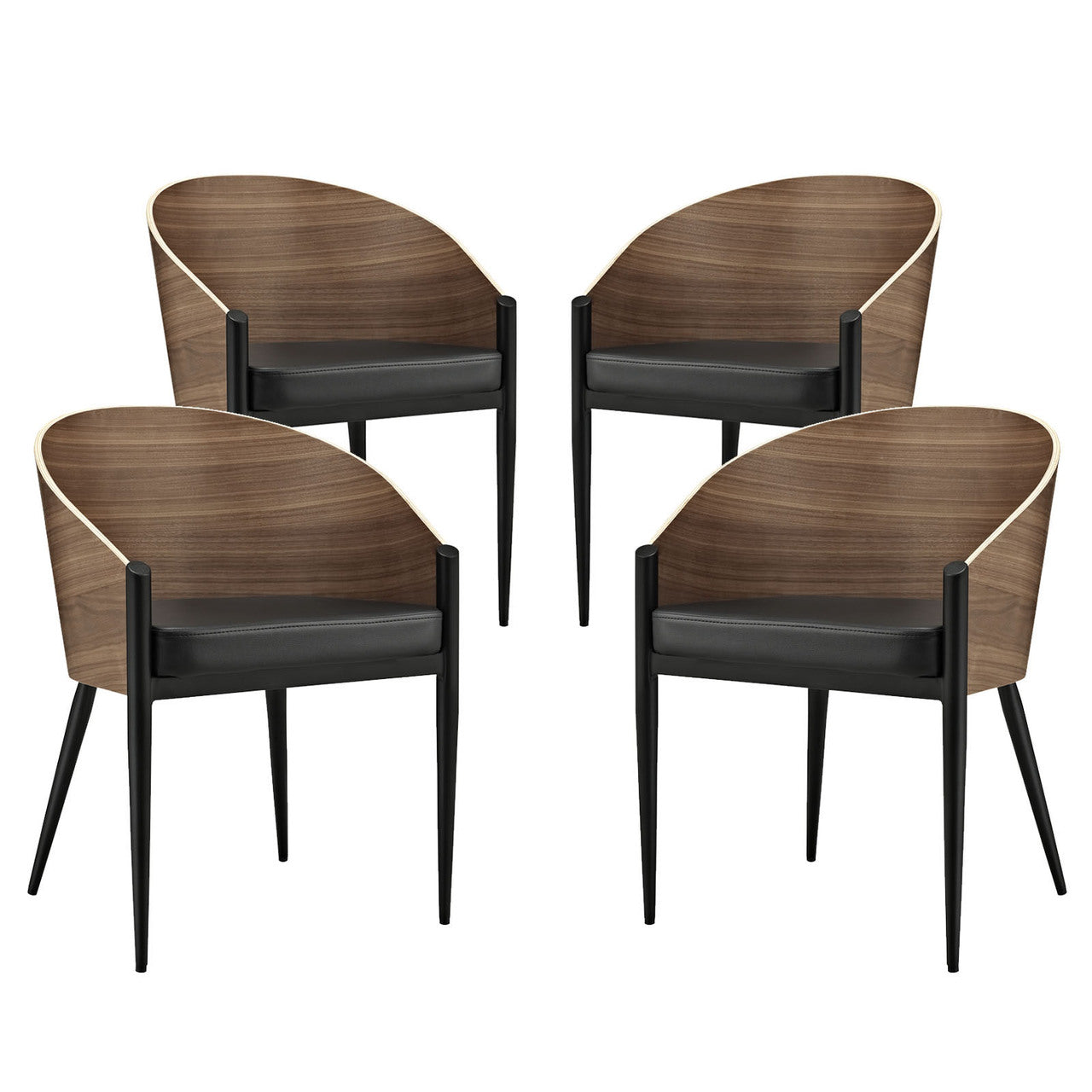 Cooper Dining Chairs Set of 4, Brown Wood Metal