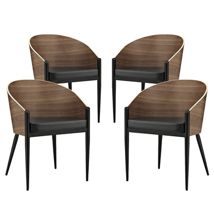 Cooper Dining Chairs Set of 4, Brown Wood Metal