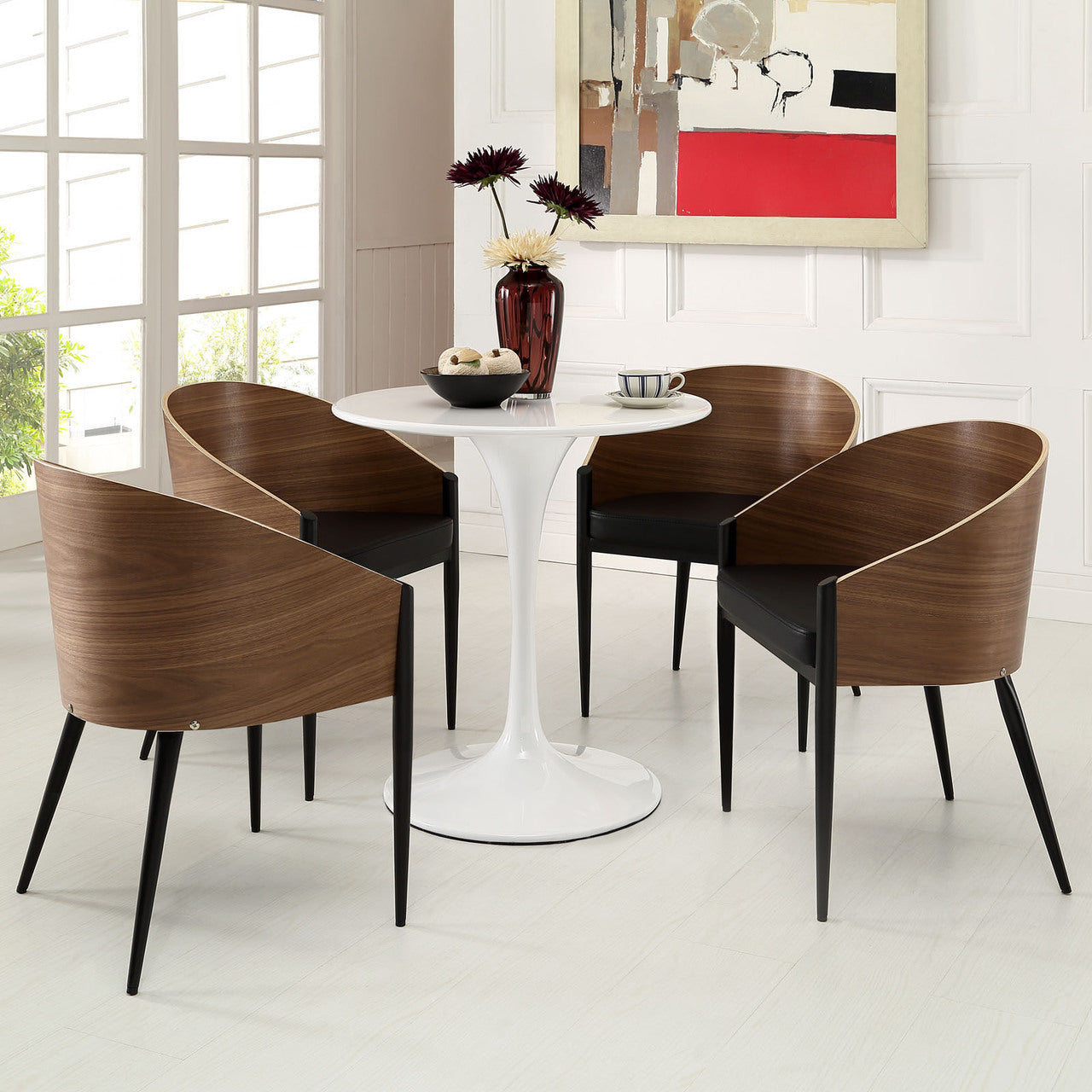 Cooper Dining Chairs Set of 4, Brown Wood Metal