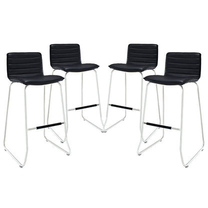 Dive Bar Stool Set of 4, Black Faux Leather