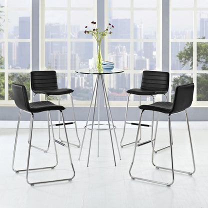 Dive Bar Stool Set of 4, Black Faux Leather
