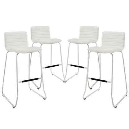 Dive Bar Stool Set of 4, White Faux Leather