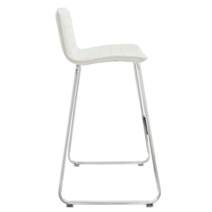 Dive Bar Stool Set of 4, White Faux Leather