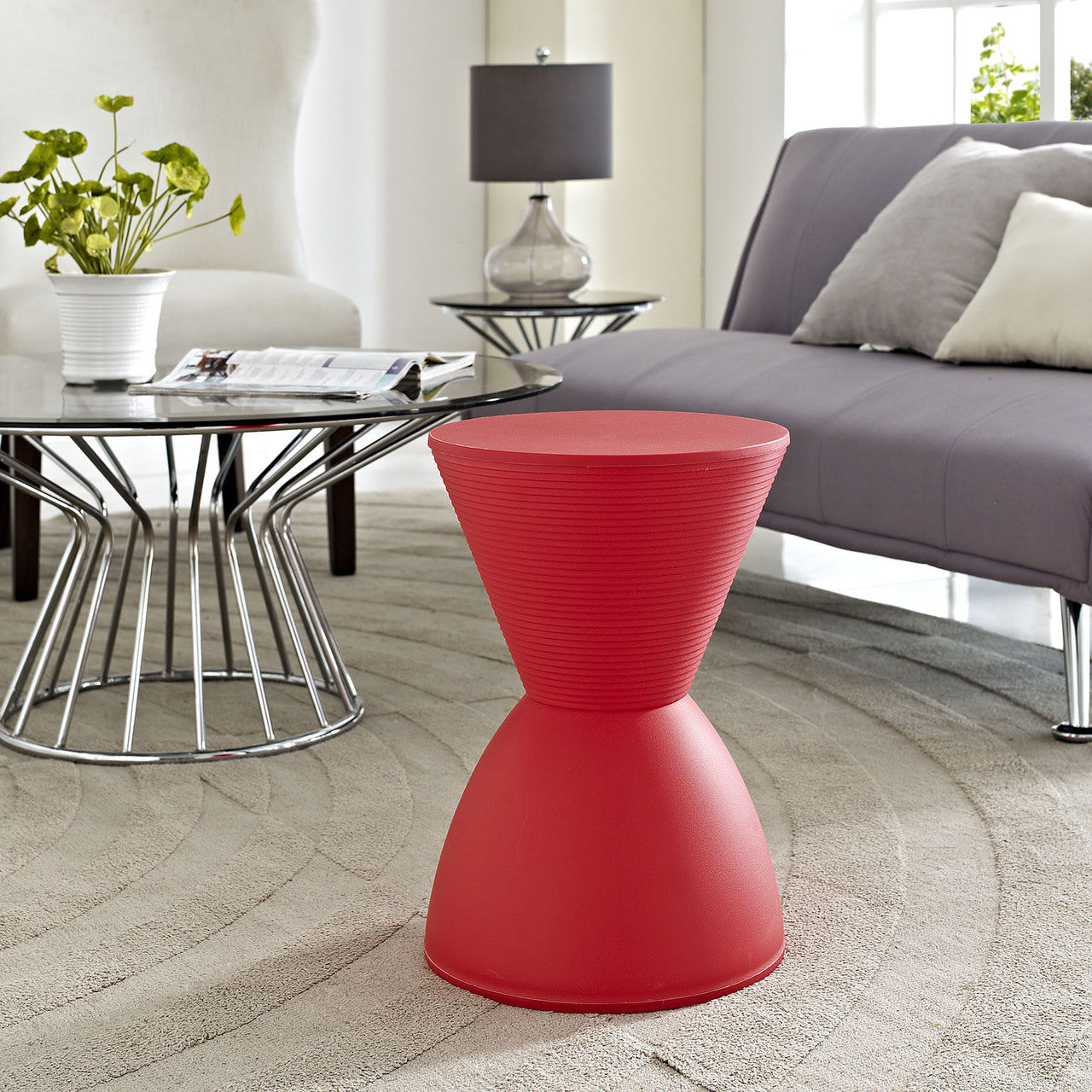 Haste  Stool, Red, Plastic