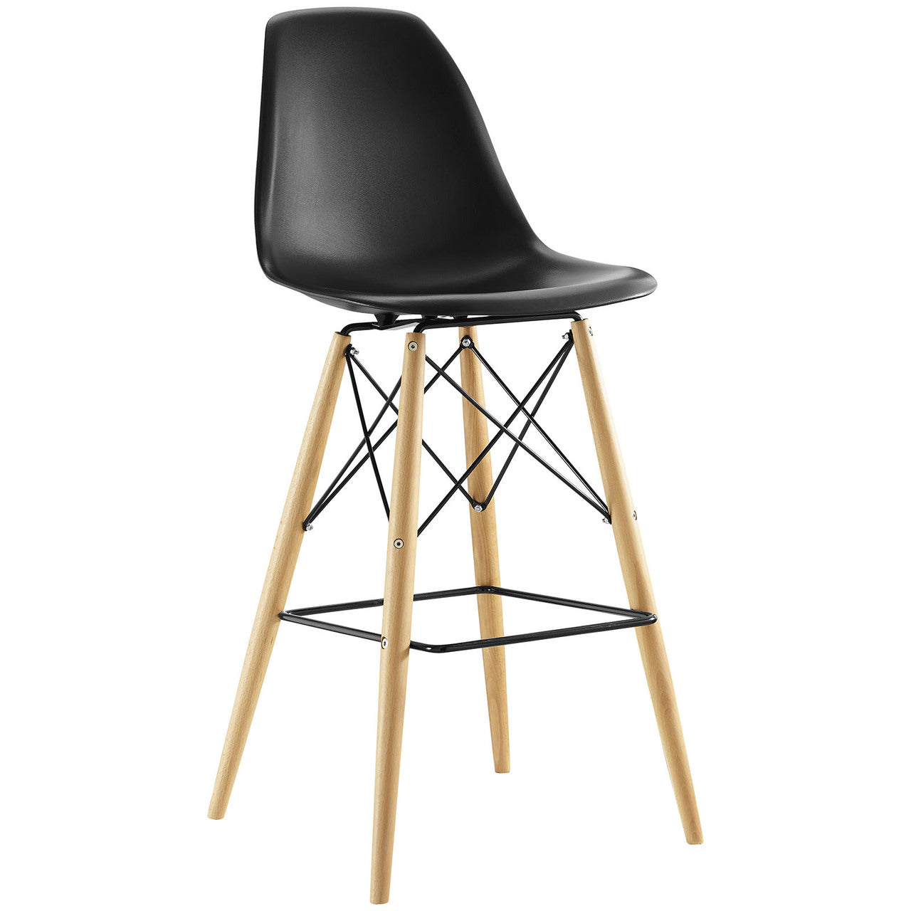 Pyramid Bar Stool , Black, Plastic, Steel