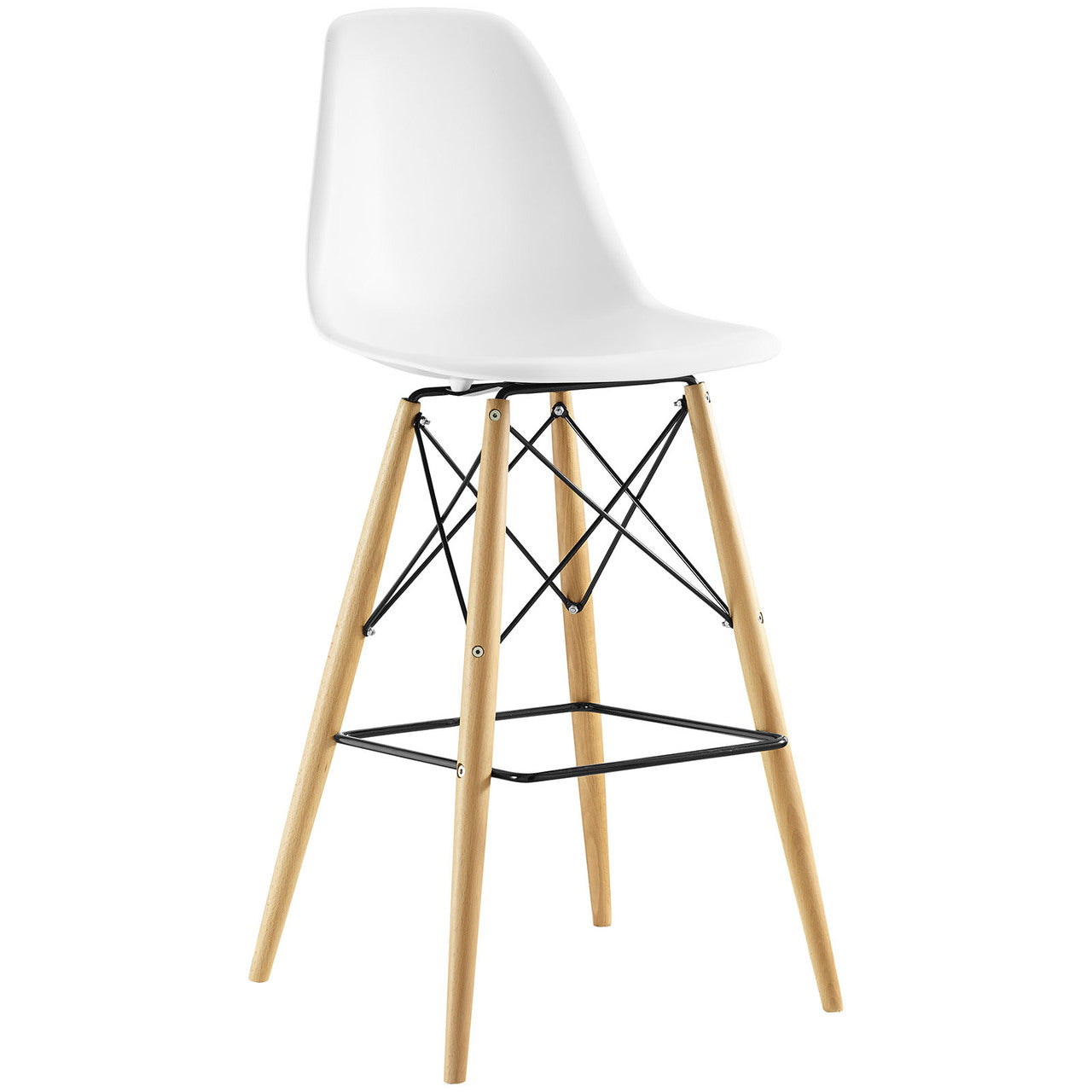 Pyramid Bar Stool , White, Plastic, Steel