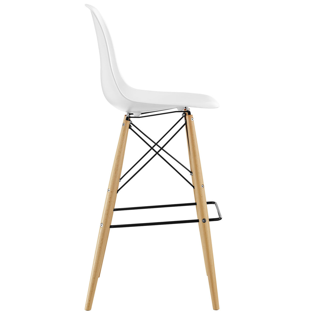 Pyramid Bar Stool , White, Plastic, Steel
