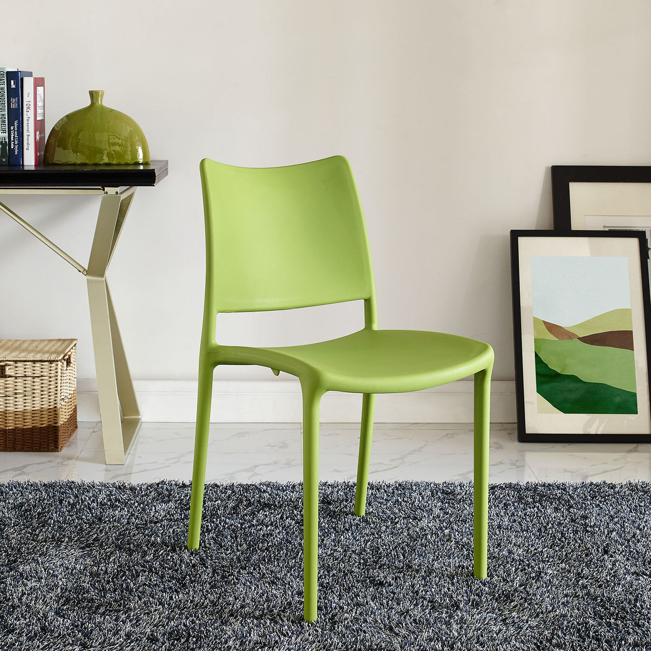 Hipster Dining Side Chair (Indoor and Outdoor), Green, Plastic