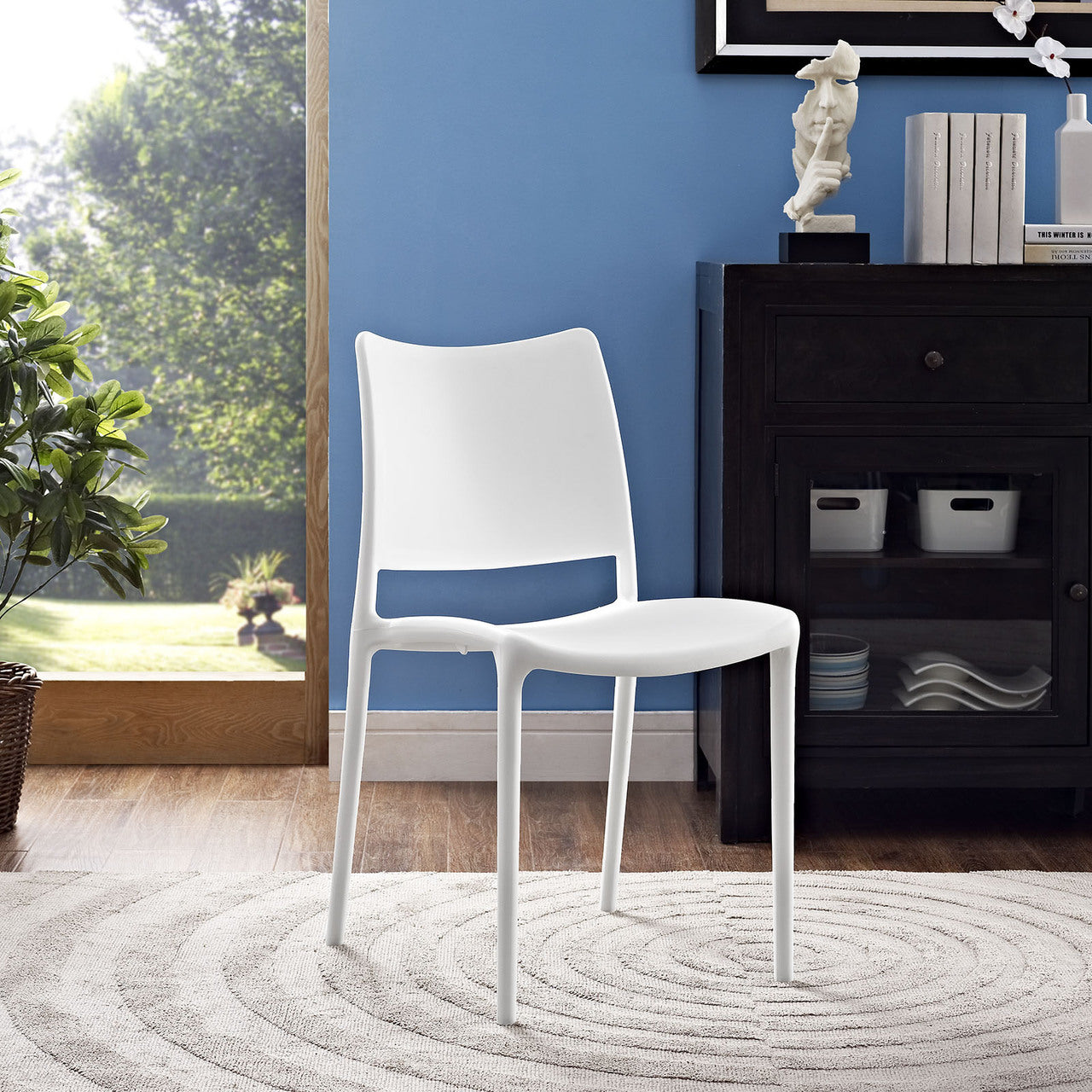 Hipster Dining Side Chair (Indoor and Outdoor), White, Plastic