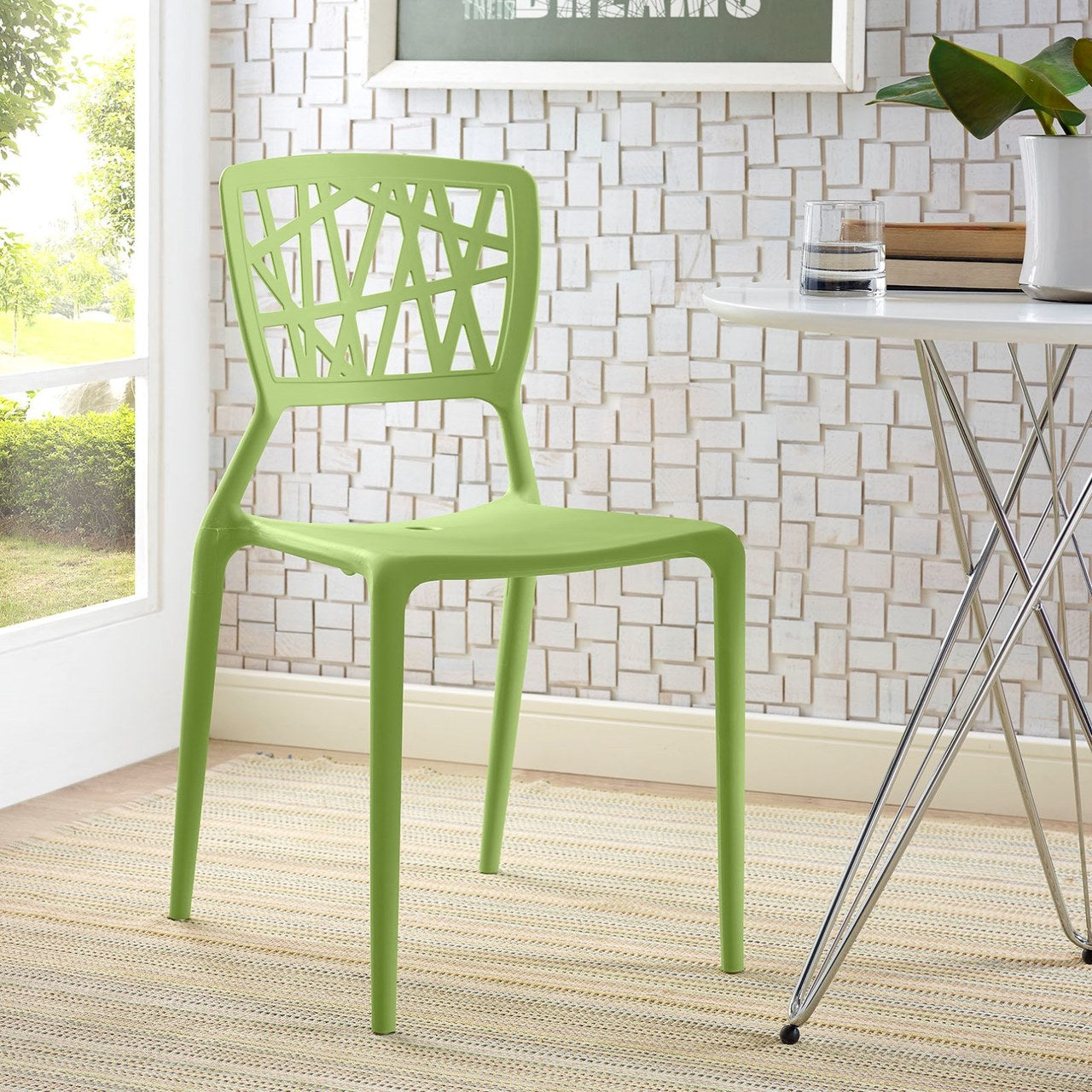 Astro Dining Side Chair, Green, Plastic 9655