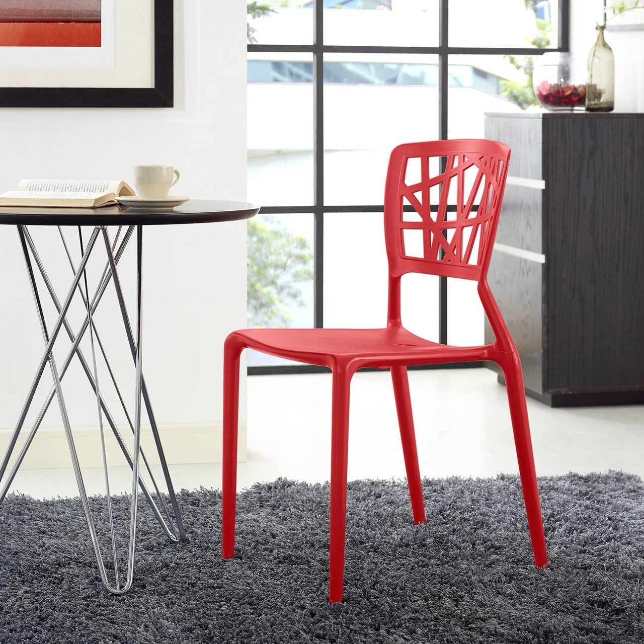 Astro Dining Side Chair, Red, Plastic 9657