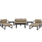 Fortuna 9 Pcs Outdoor Patio Sectional Sofa Set, Brown Fabric Steel