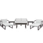 Fortuna 9 Pcs Outdoor Patio Sectional Sofa Set, Brown White Fabric Steel